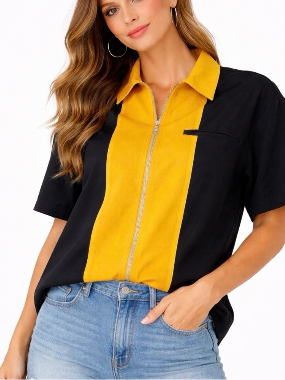 NEW VANS X Curren X Knost Top shirt top bowling yellow black full zip up SZ XS
